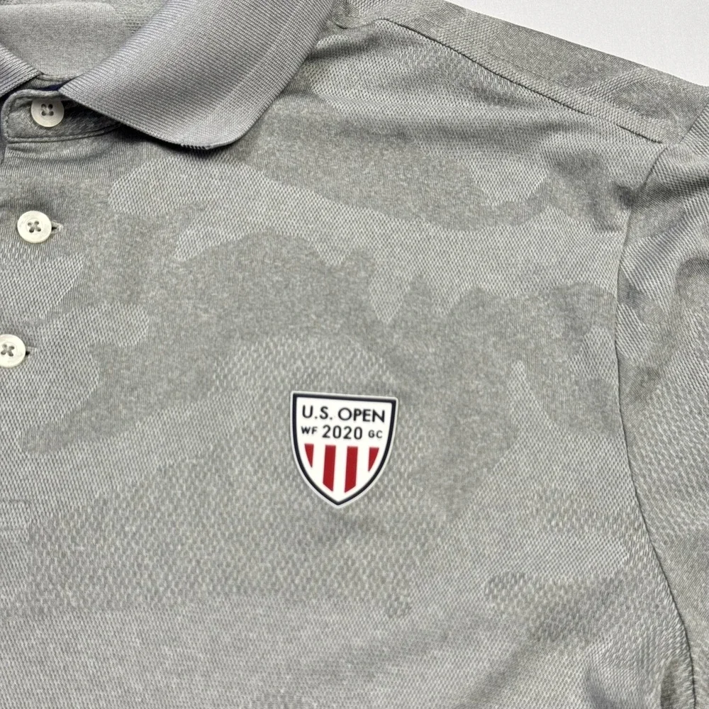 RLX Ralph Lauren Polo Shirt Mens Medium Gray Camo US Open 2020 Golf Performance‎